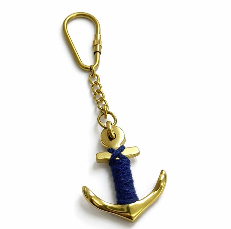 İp Detaylı Pirinç Çapa Anahtarlık