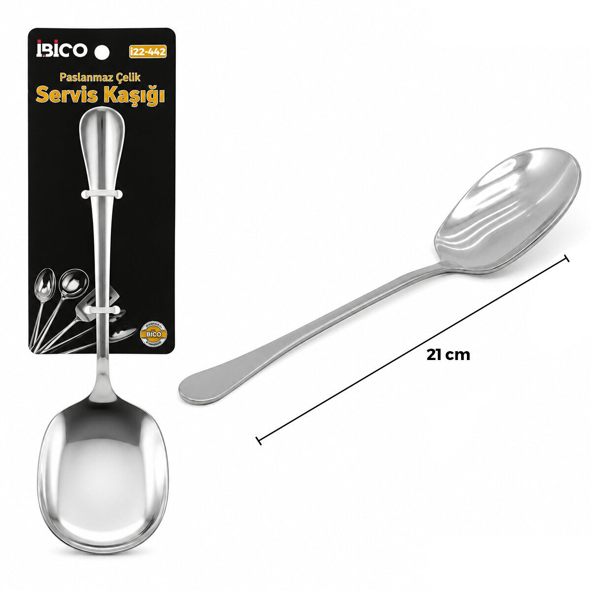 Metal Servis Kaşığı - 21 cm - Krom Renk