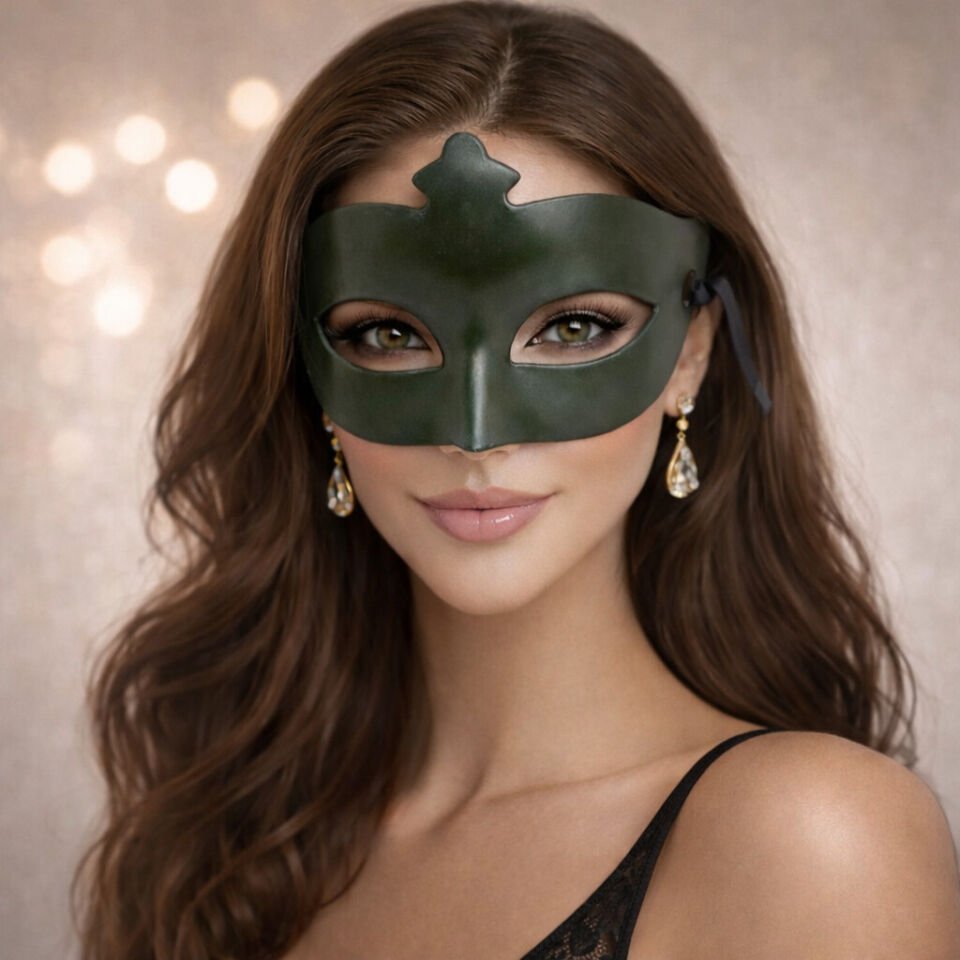 Haki Yeşil Gizemli Masquerade Balo Maskesi