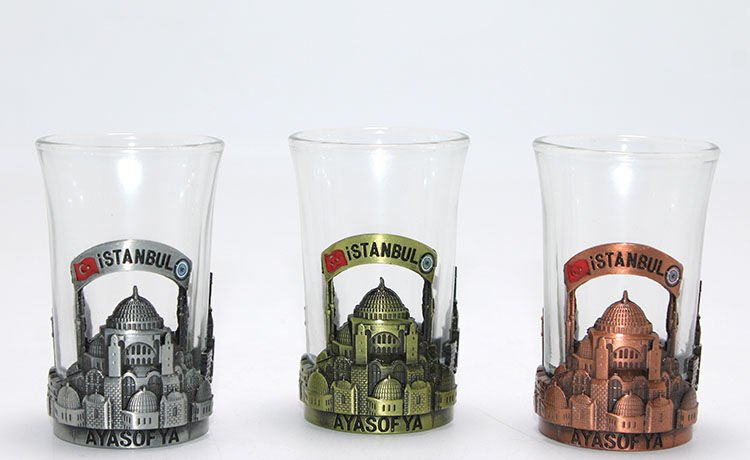 Tekli Metal Cam Bardaklı Shot Bardak