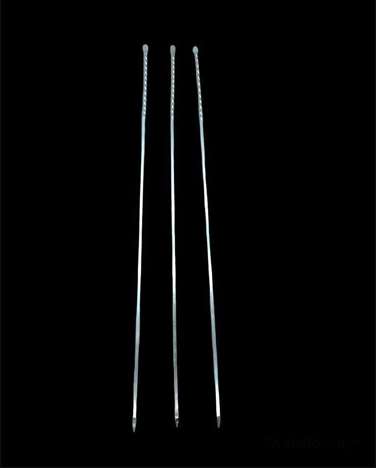 Burgulu Kuşbaşı Şişi - Metal - Kalın Kare - 50 cm