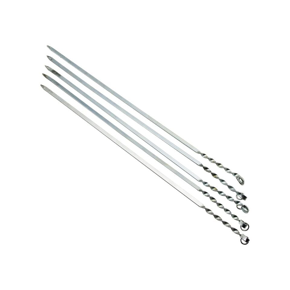 Dar Yassı Mangal Şişi - Burgulu Tasarım - 60 cm - Tavuk ve Kanat İçin