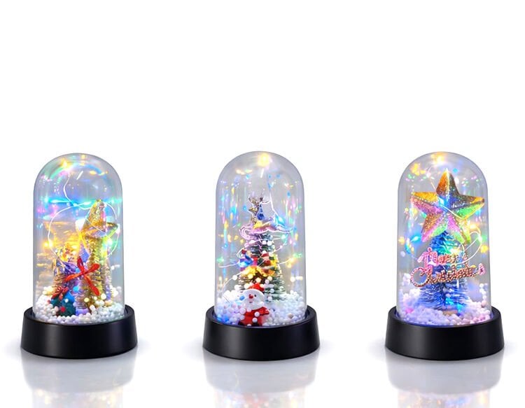 Yılbaşı Temalı Işıklı Dekoratif Cam Fanus - Model 10