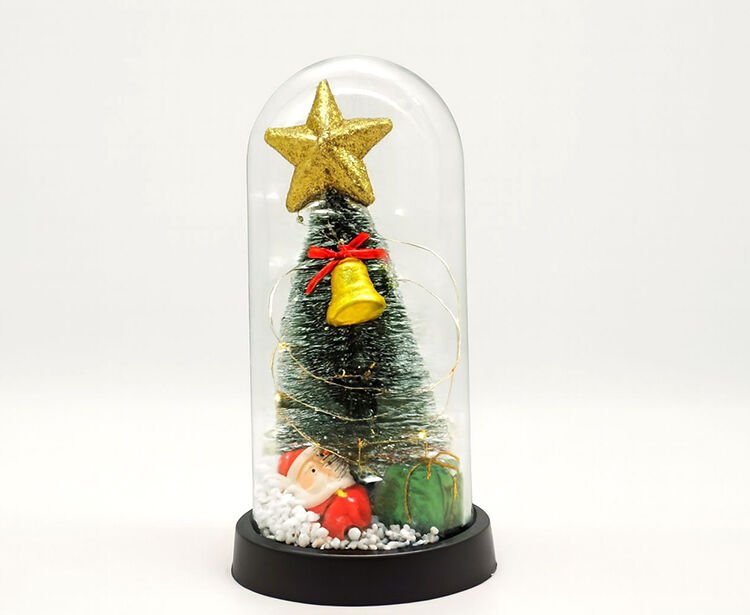 Yılbaşı Temalı Işıklı Dekoratif Cam Fanus - Model 6