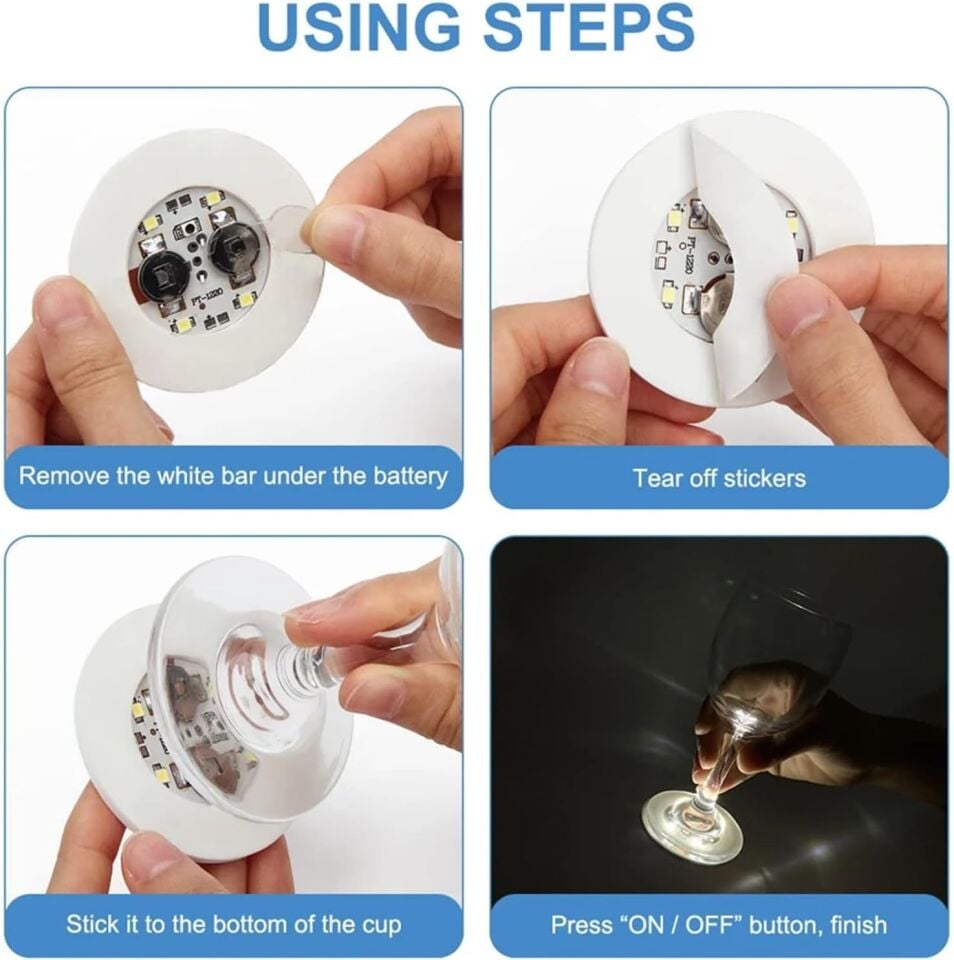 Işıklı Yapışkanlı Bardak Altı Aparatı Ledli 3 Modlu