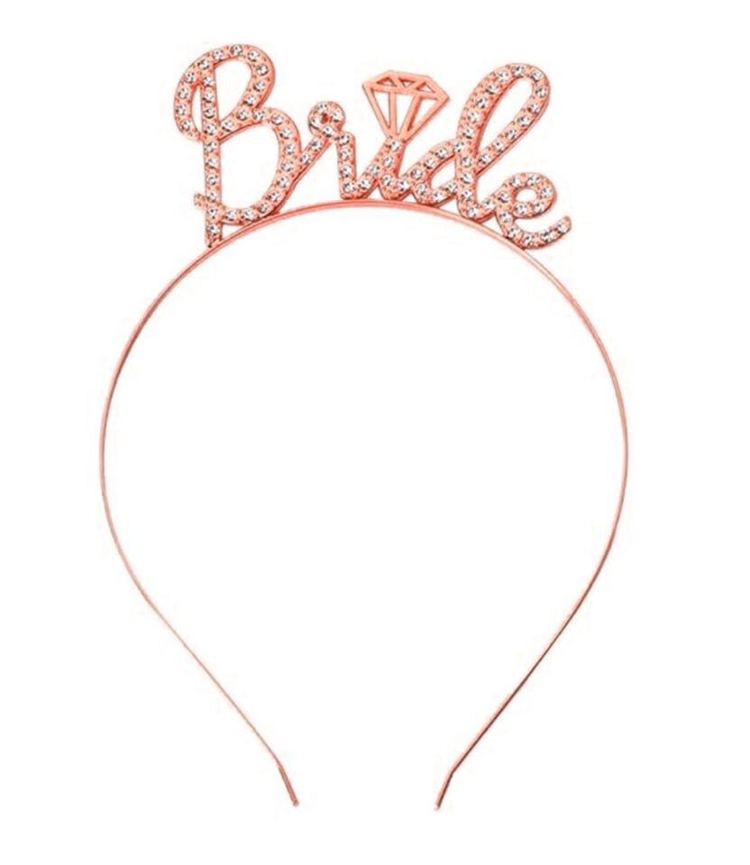 Rose Gold Renkli Taşlı “Bride” Gelin Tacı