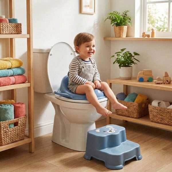 Mavi Kulplu Çocuk Klozet Adaptörü