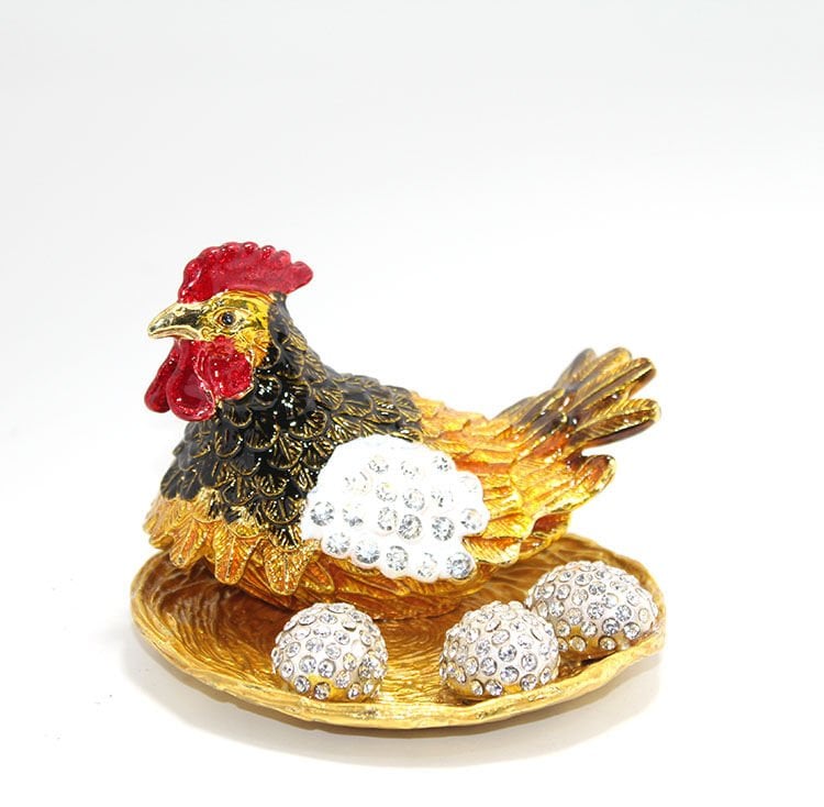 Swarovski Taşlı Yumurtalı Tekli Tavuk Model 1