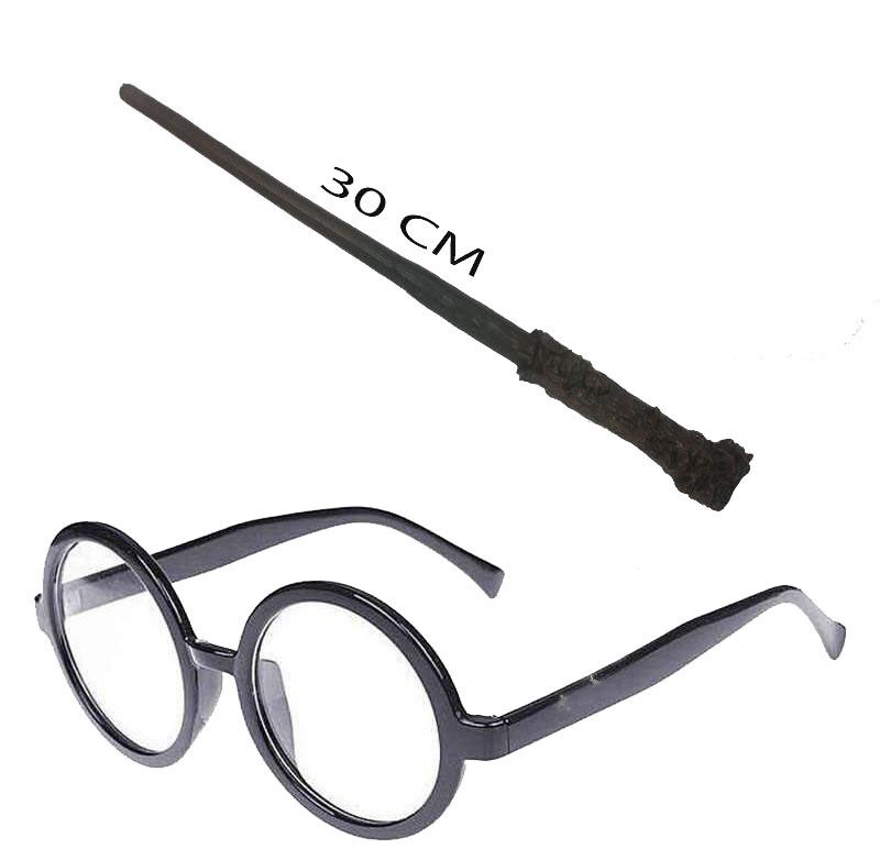 Harry Potter Asası ve Siyah Çerçeveli Gözlük Seti