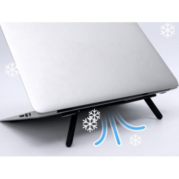 Siyah 2 Kademeli Katlanabilir ve Yapışkanlı Laptop Standı