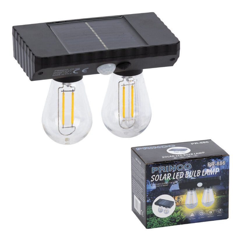 Sensörlü Solar İkili LED Ampul Lamba - Çift Başlıklı - Güneş Enerjili Aydınlatma