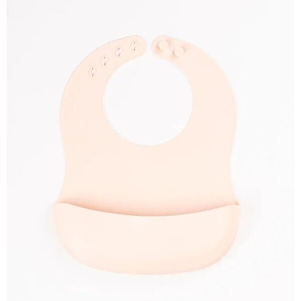 Krem Rengi 3’lü Silikon Yemek Seti – Önlük + Diş Kaşıyıcılı Kaşık + Vakumlu Tabak