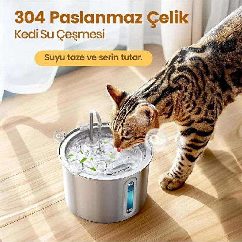 Evcil Hayvan Su Pınarı - Paslanmaz Çelik - 2.2 Litre Kapasite
