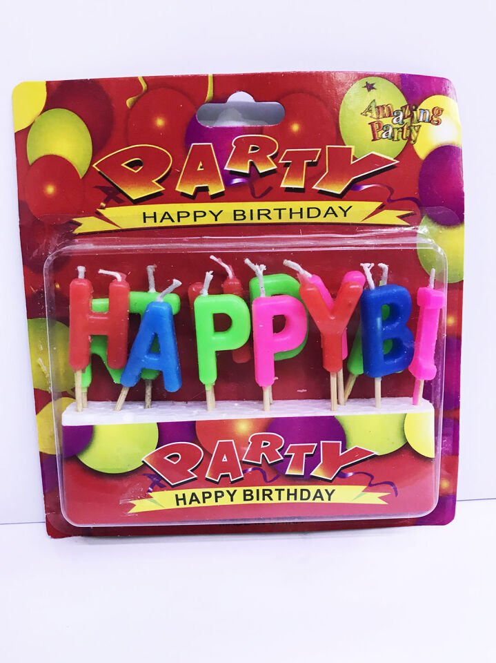 Renkli Happy Birthday Yazılı Mum