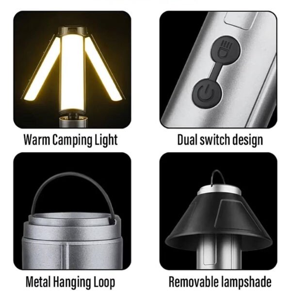 Teleskopik Şarj Edilebilir Çadır Kamp Işığı