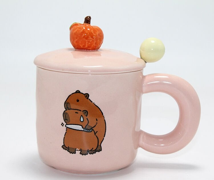 3D Capybara Desenli Porselen Kupa Bardak