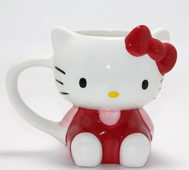 3D Hello Kitty Tasarımı Porselen Kupa Bardak