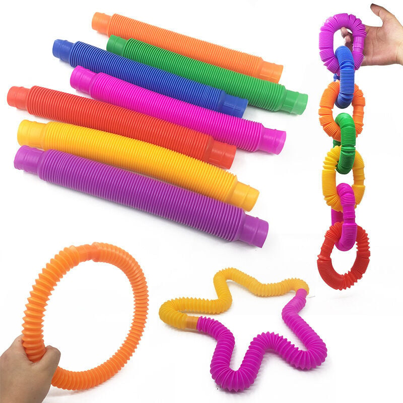 Boru Oyuncak - 6'lı Set - Rengarenk - Plastik