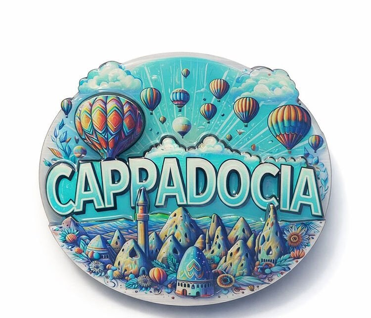 Kapadokya Temalı Ahşap Buzdolabı Magneti Model 6