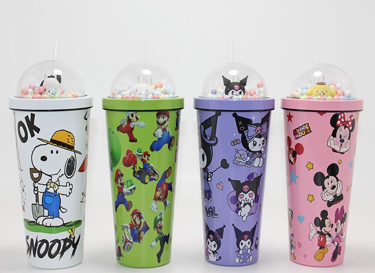 Sevimli Anime Karakterli Pipetli Termos & Suluk