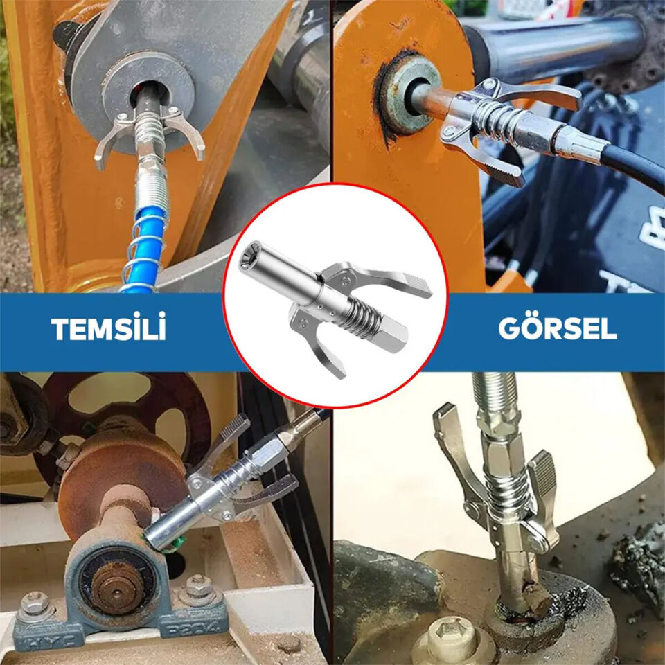 10 Adet Gress Pompa Ucu Seti - Mandallı - 30 cm Hortumlu