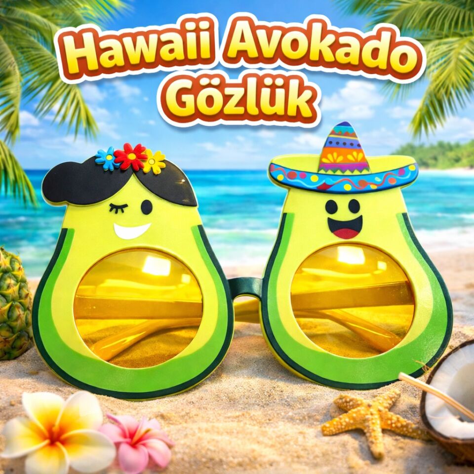 Hawaii Temalı Avokado Gözlük