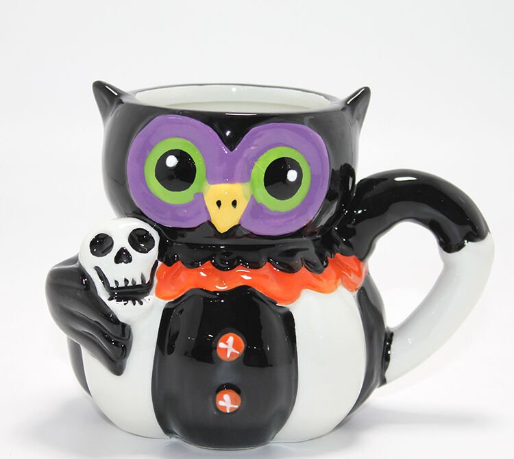 Kurukafa Tutan Baykuş Figürlü Seramik Kupa Bardak