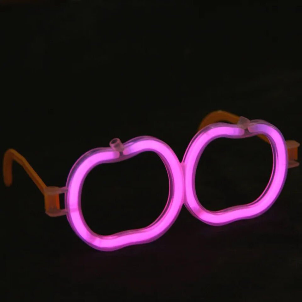 Karanlıkta Parlayan Neon Fosforlu Elma Gözlük Seti - 12 Adet